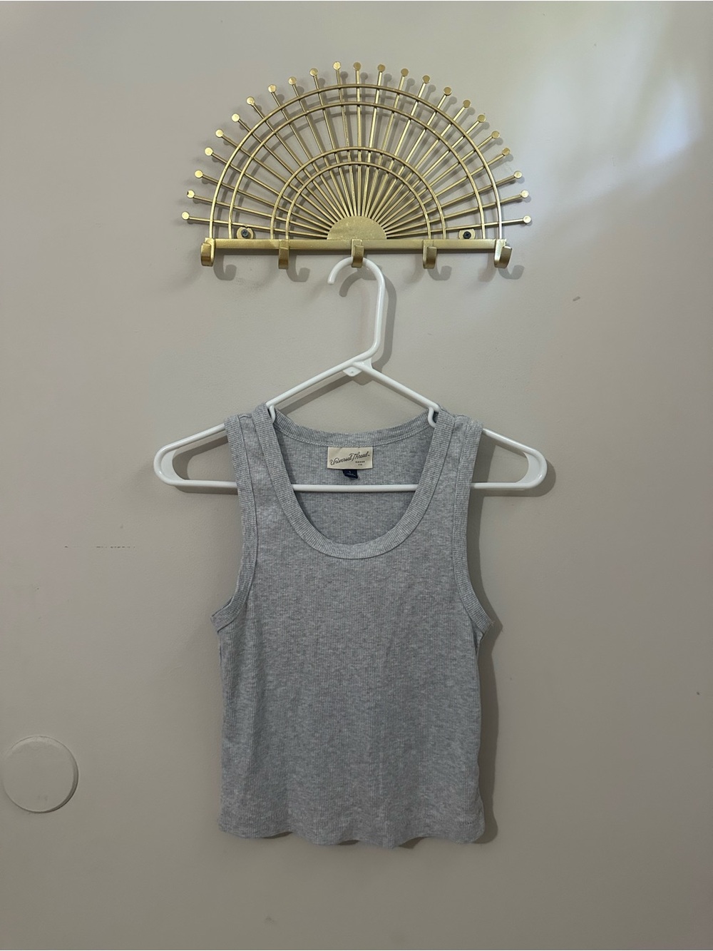 Universal Thread Light Gray Scoop Neck Ribbed Tank Top